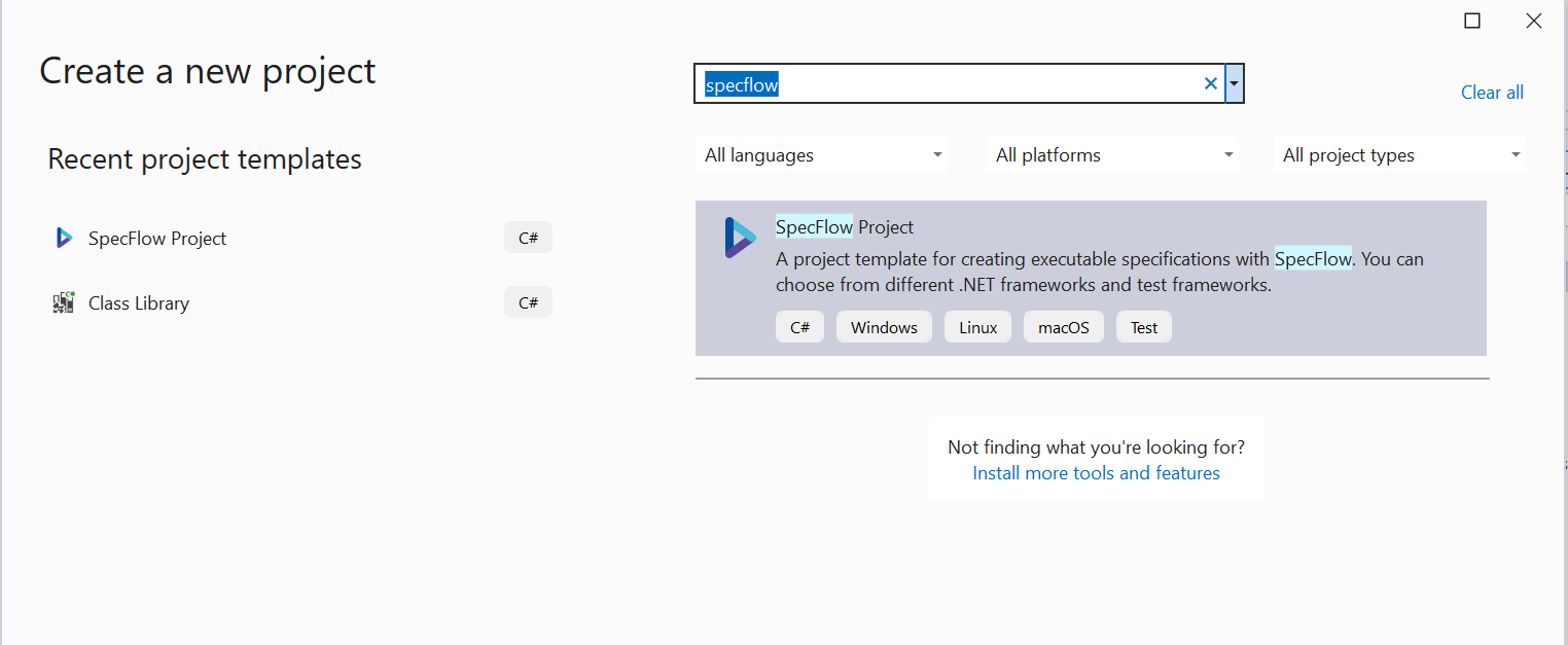 SpecflowProject_creation